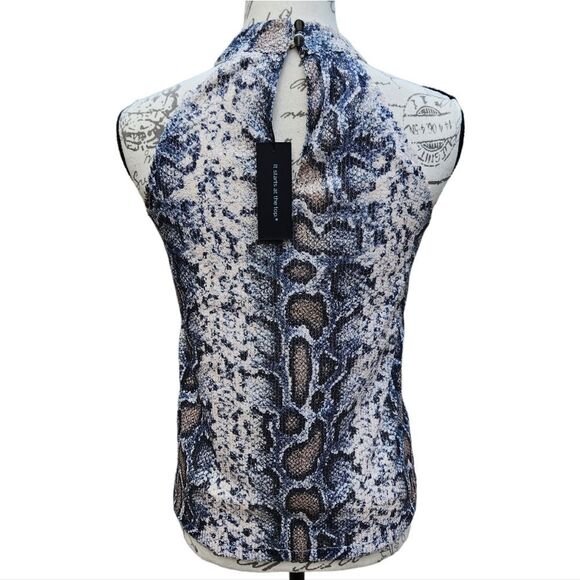 Cable & Gauge -208 Snakeskin‎ Print Halter Neck Tank Top Grey Cream NWT XS - Picture 5 of 10